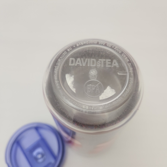 Davids Tea Favorite Tumbler Tritan Hearts Glitter Purple, 20ml With Lid - NWOT - Picture 3 of 3